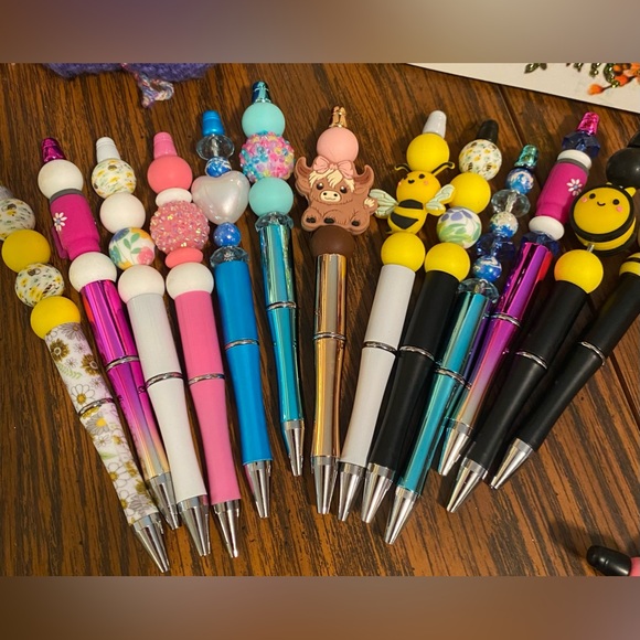 Handmade Accessories - Assorted Beaded Pen Set - Cute Character & Bright Colors